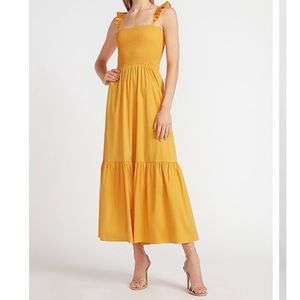 Smocked Bodice Flounce Maxi Dress